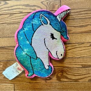 Pink and Blue Sequin Unicorn Pillow
